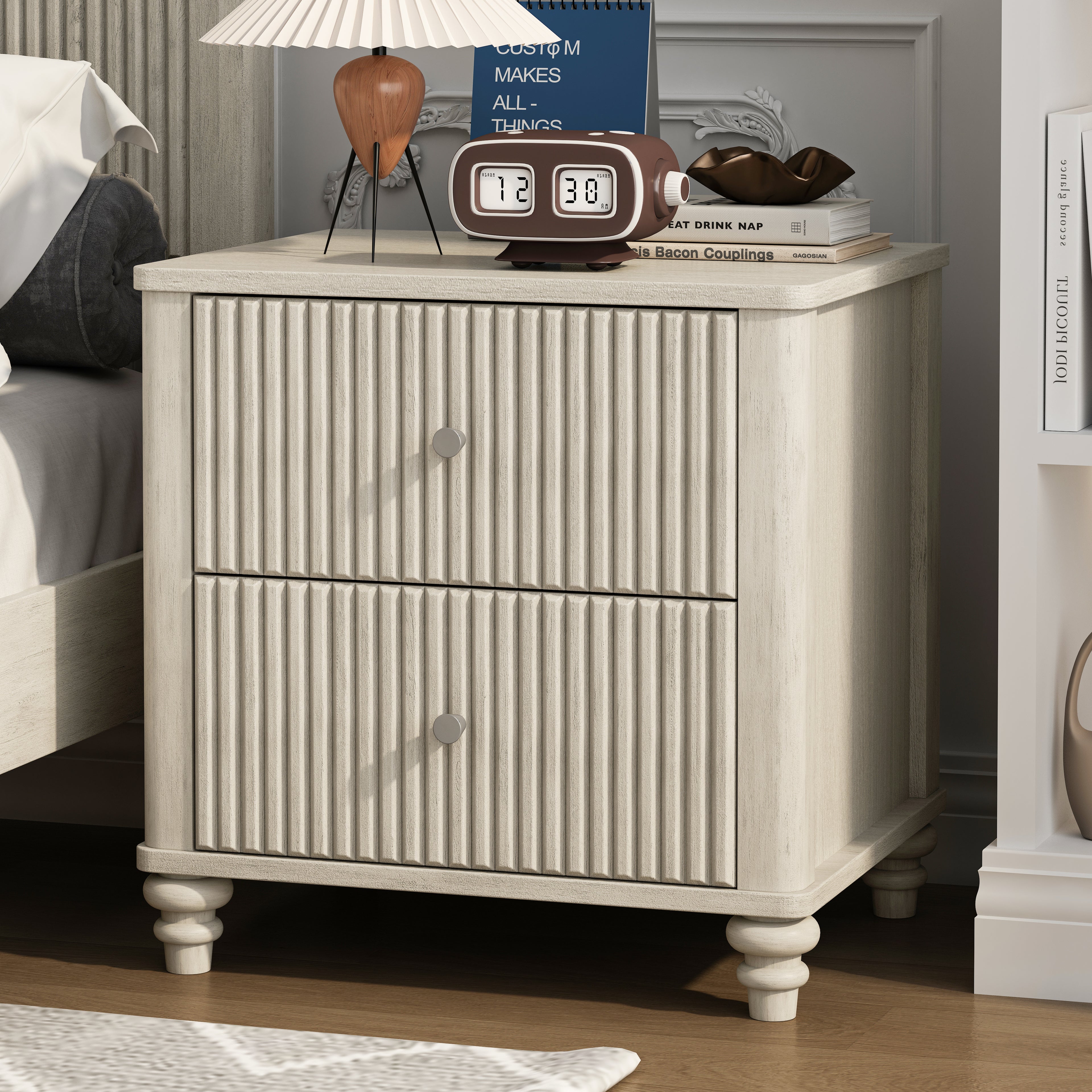 Fluted Nightstand 2-Piece Set