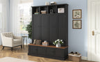 VIBE HAUS 76.7''H Farmhouse Hall Tree with Bench and Cabinet