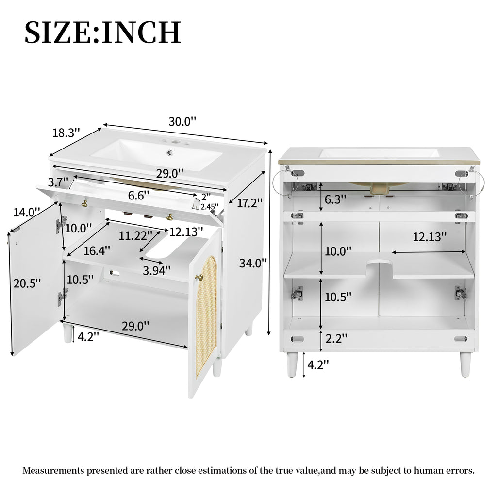 30" Bathroom Vanity with Ceramic Sink