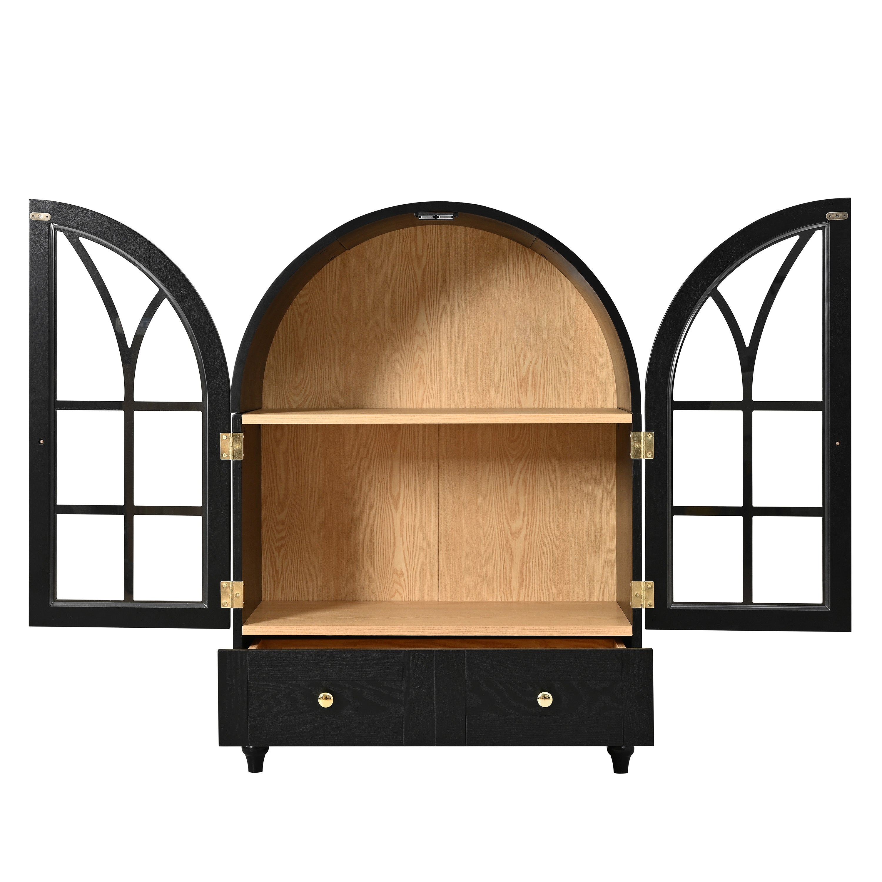 Arched Display Cabinet with Tempered Glass Doors