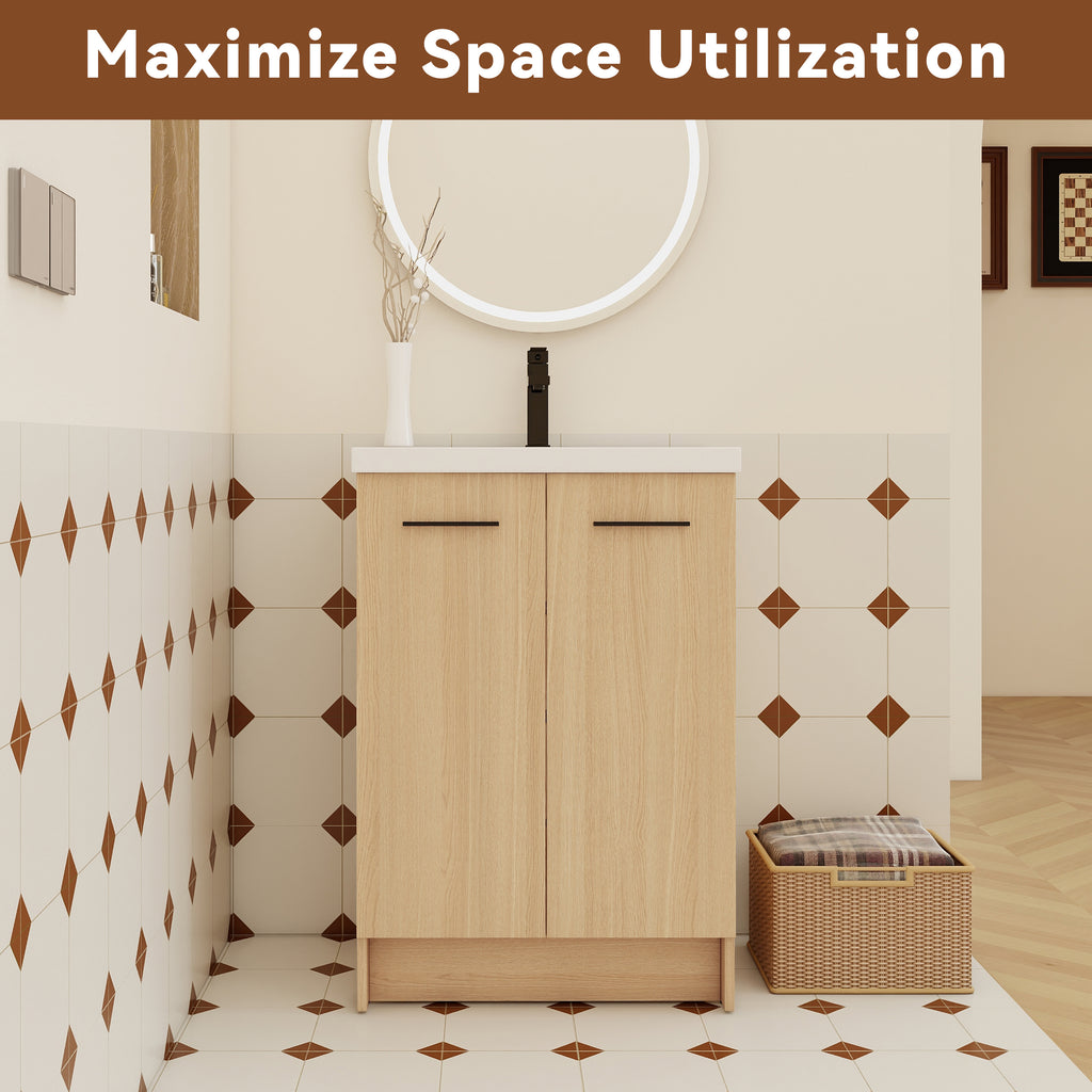 24" Freestanding Bathroom Vanity with Resin Sink