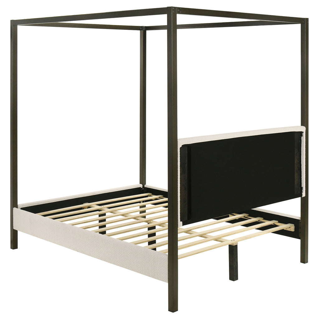 Mellie Vanilla Upholstered Queen Canopy Bed