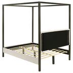 Mellie Vanilla Upholstered Queen Canopy Bed