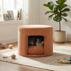 Orange Pet Friendly Ottoman with Removable Pet Cushion