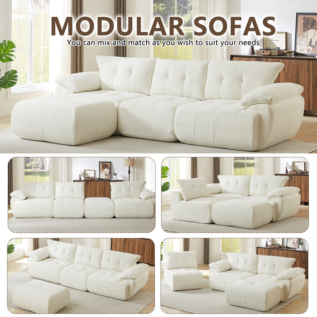 Large Modern 3-Seater Chenille Sofa