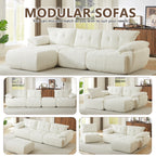 Large Modern 3-Seater Chenille Sofa
