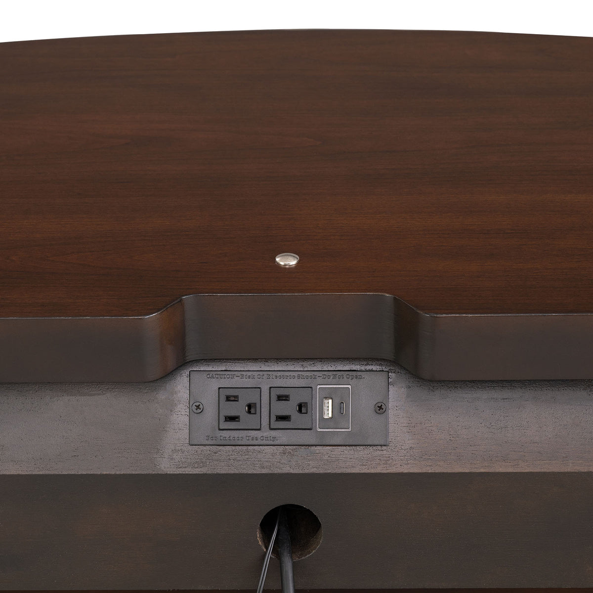 Traditional Style 1pc Nightstand Power Outlet Round Key Knobs