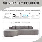 Boneless L-Shape Sectional Curved Sofa with Pillows