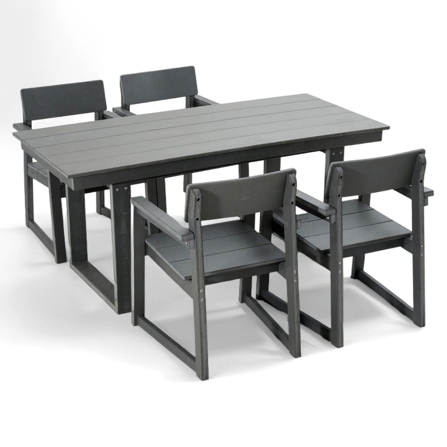 5 Piece Outdoor Dining Set with Umbrella Hole and 4 Armrest Chairs