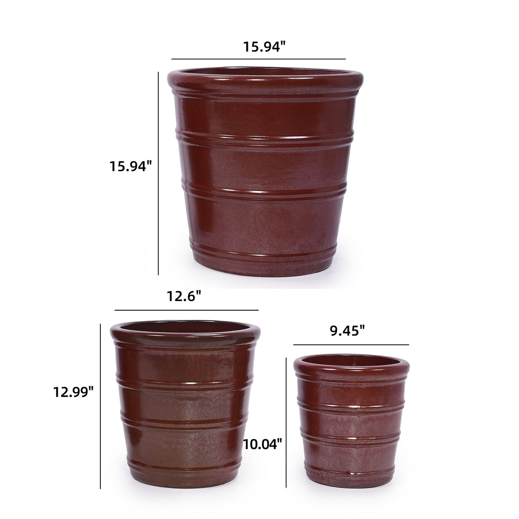 Handmade Glazed Ceramic Planter Set of 3