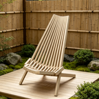 Folding Acacia Wood Outdoor Lounge Chair