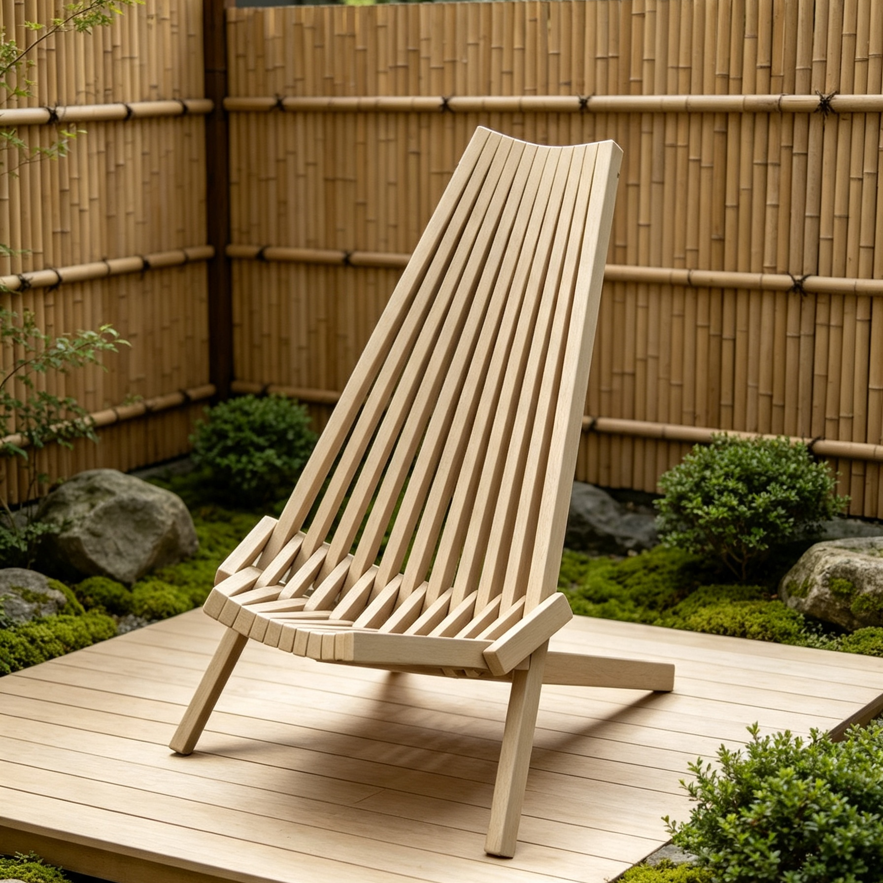 Folding Acacia Wood Outdoor Lounge Chair