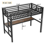 Metal Twin Size Loft Bed with Power Outlet and LED Light