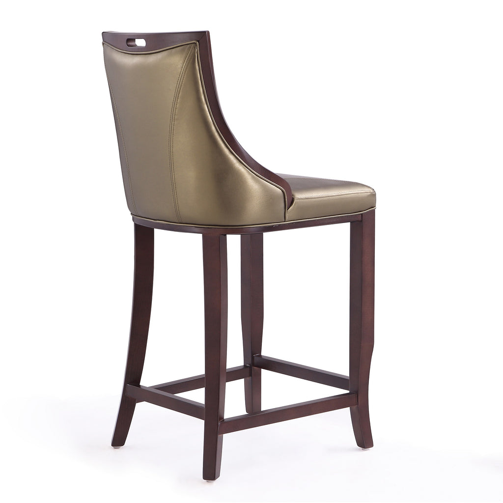 Emperor Wood Upholstered Barstool in Bronze