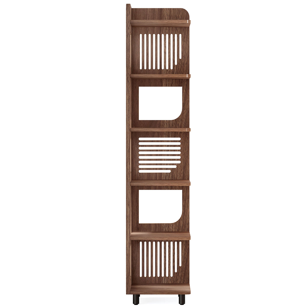 71.65" Tall 6-Tier Rustic Corner Bookshelf