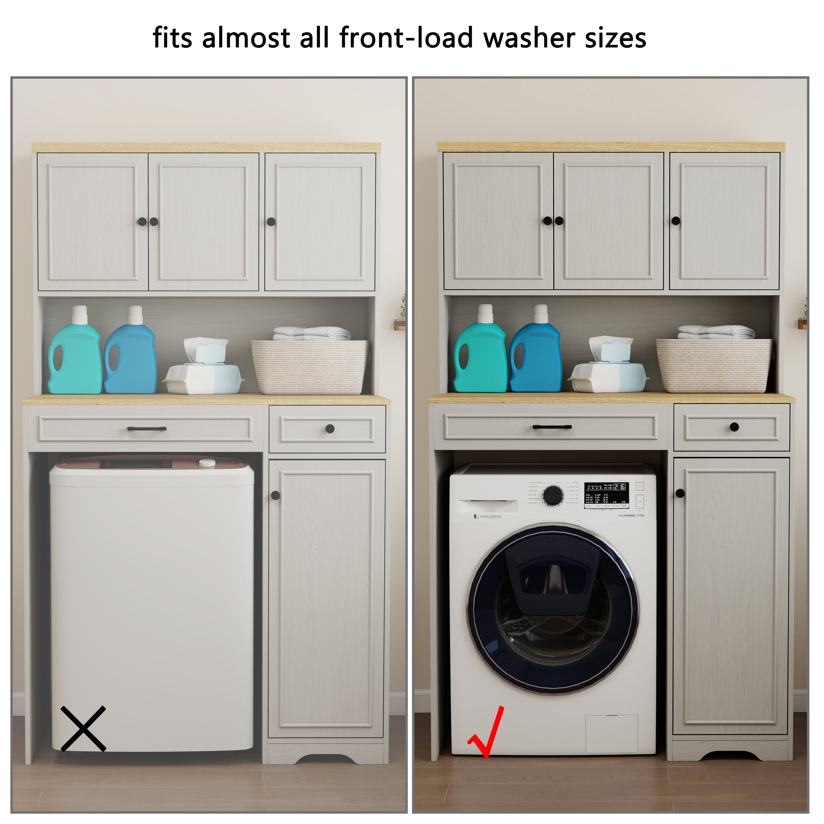 Over the Washer, Dryer and Robot Vacuum Storage Cabinet
