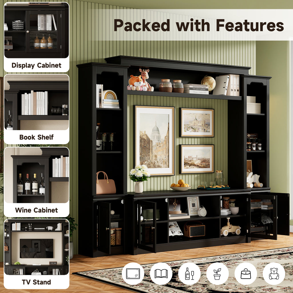 All-in-One Modern TV Stand with Bookcase for TVs Up to 65-inch