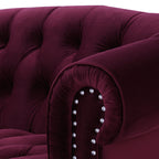 La Rosa Victorian Chesterfield Loveseat, Burgundy Velvet