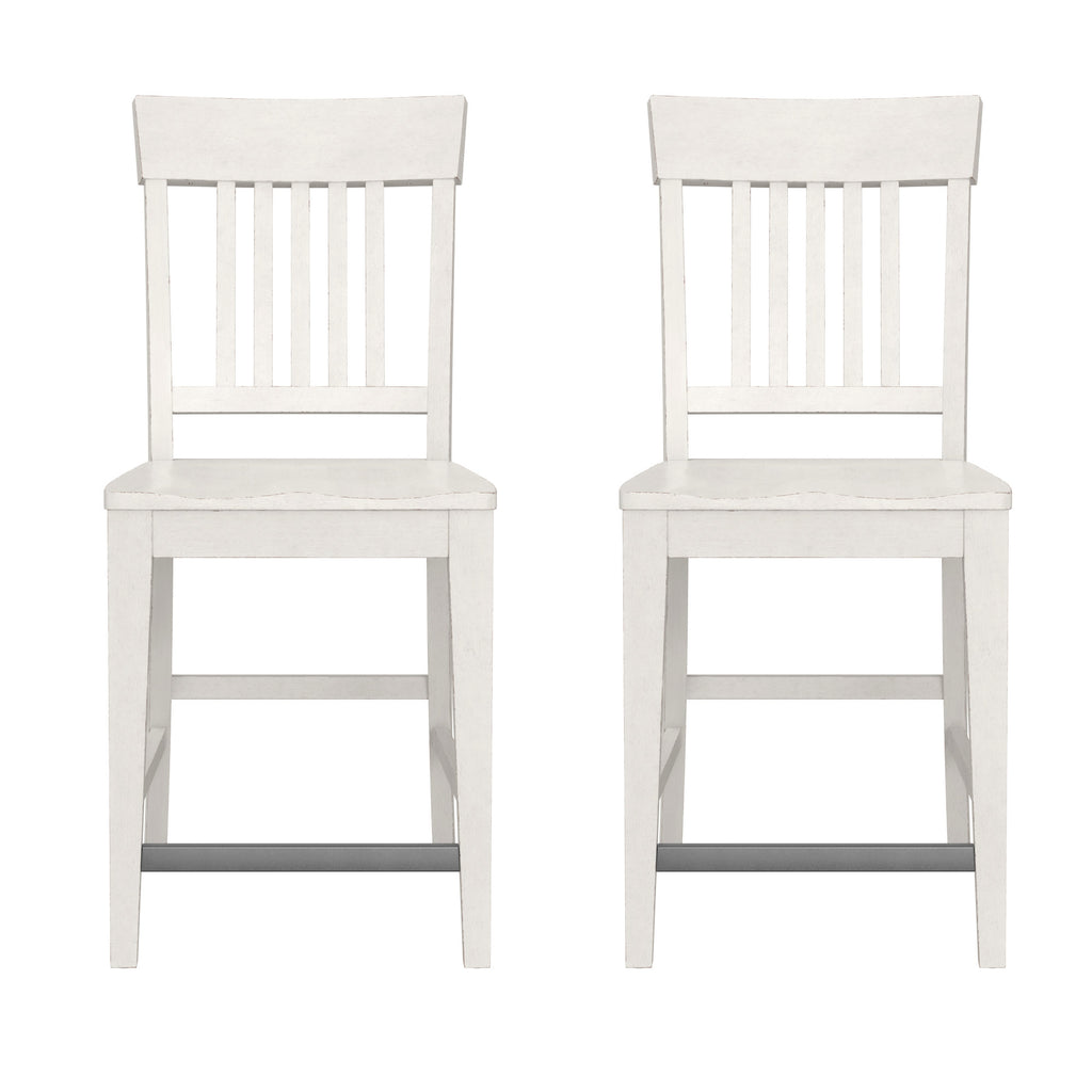 White Slat Back Counter Stools, Set of 2