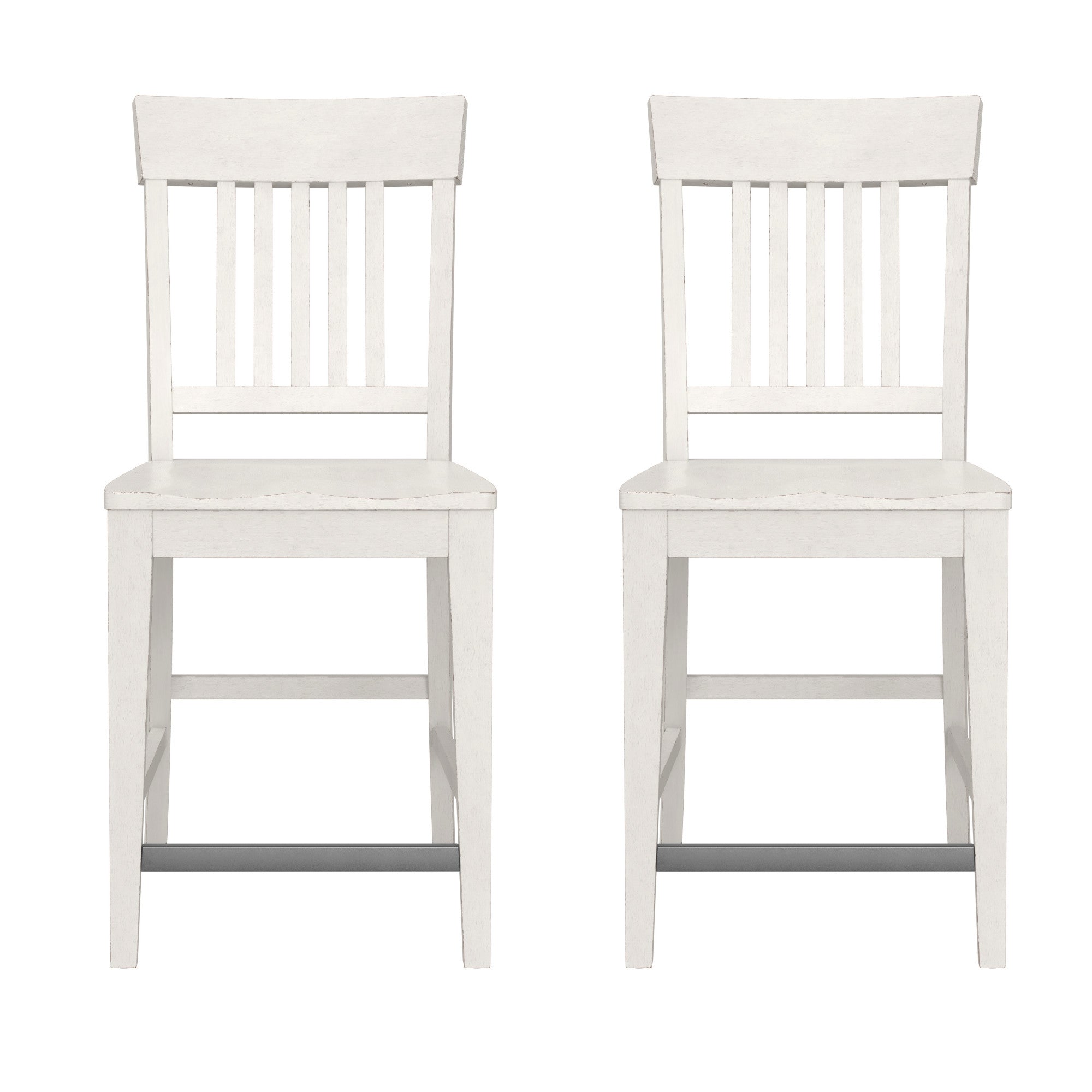 White Slat Back Counter Stools, Set of 2