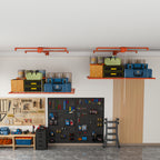 Orange Overhead Garage Storage Rack 4x8 FT for High Ceilings