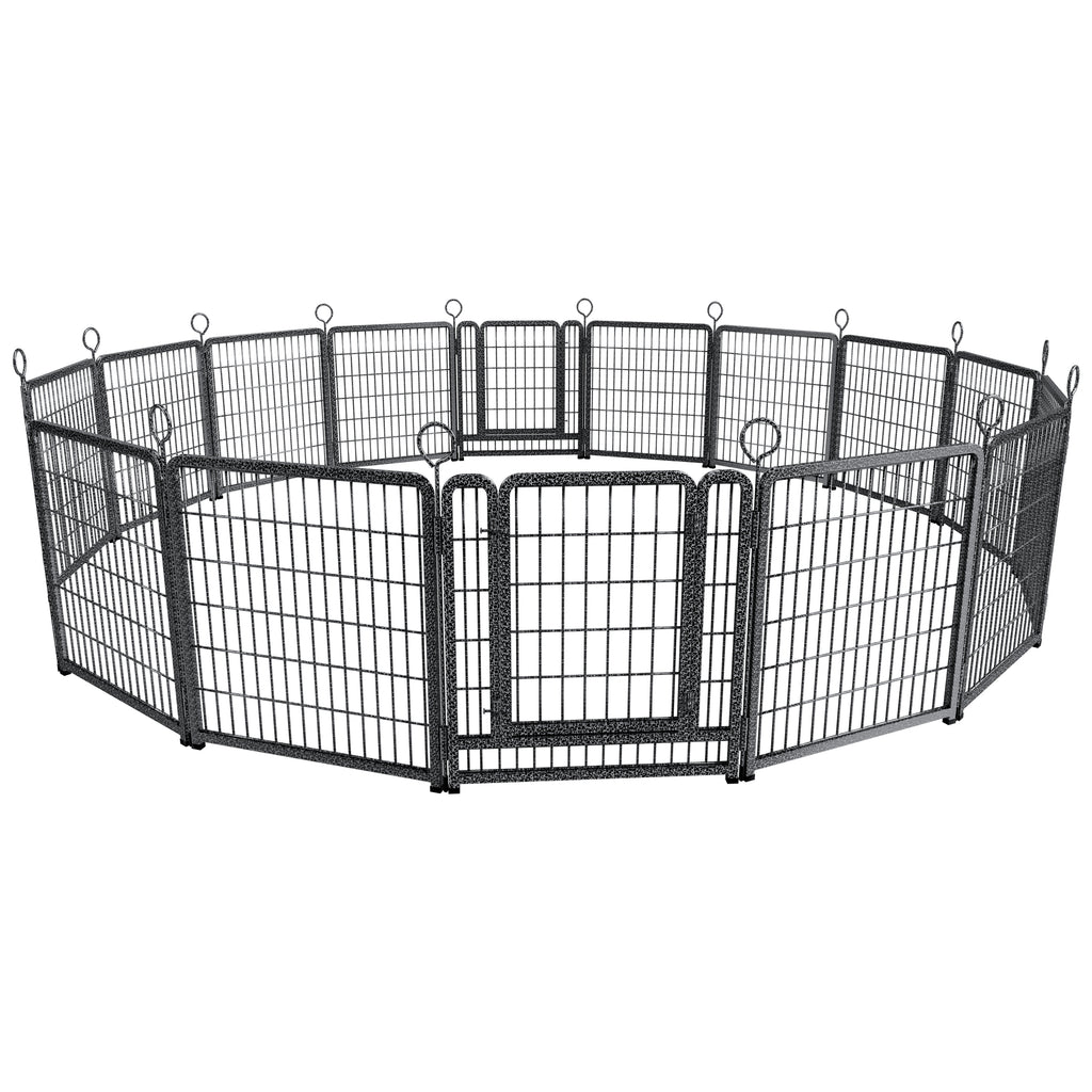 Dog Playpen Outdoor Extra Wide 16 Piece Panels Heavy Duty Dog Fence 40" Height Anti-Rust with Doors Portable for RV Camping Yard, Total 37FT, 111Sq.ft, Snowy