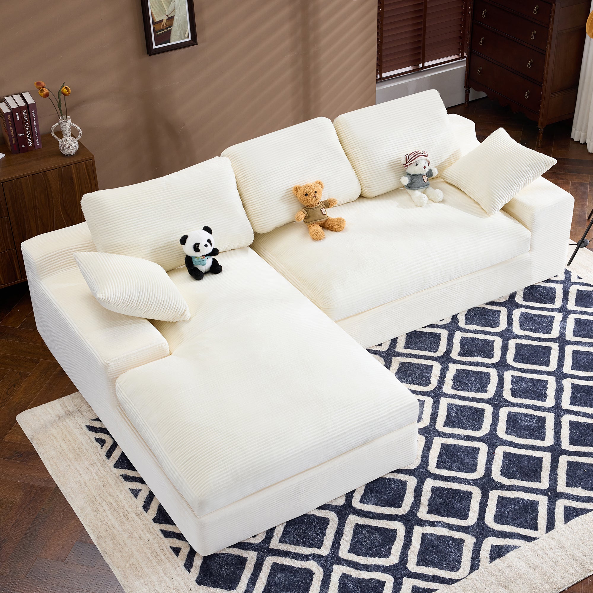 White Corduroy Compressed Sofa