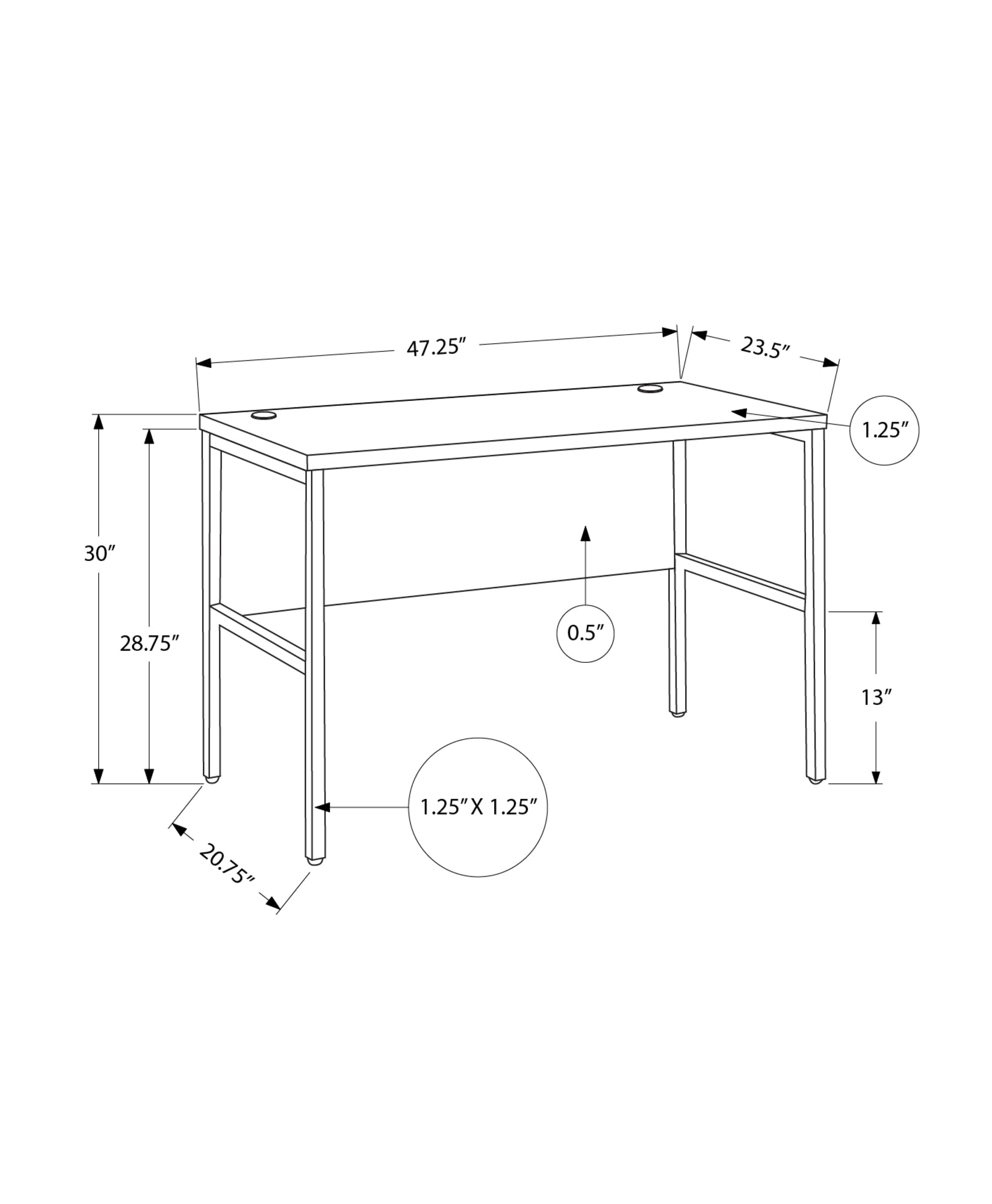 Contemporary 48" Computer Desk