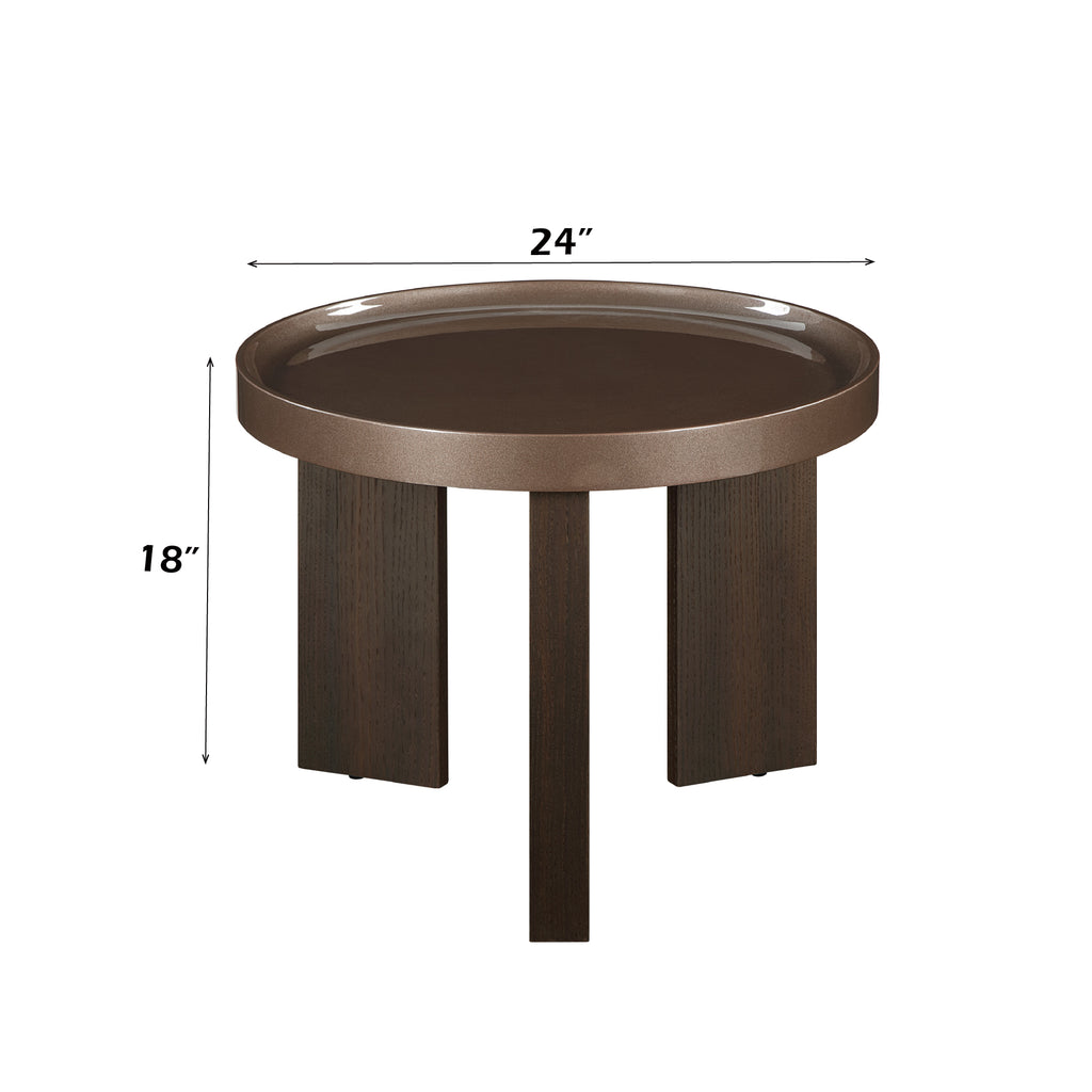 Lakita Dark Blond High Gloss & Smoked Table