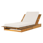 Acacia Wood Chaise Lounge with 4" Thick Cushion