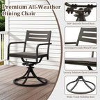 Set of 2 Powder-Coated Steel 360° Swivel Outdoor Dining Chairs