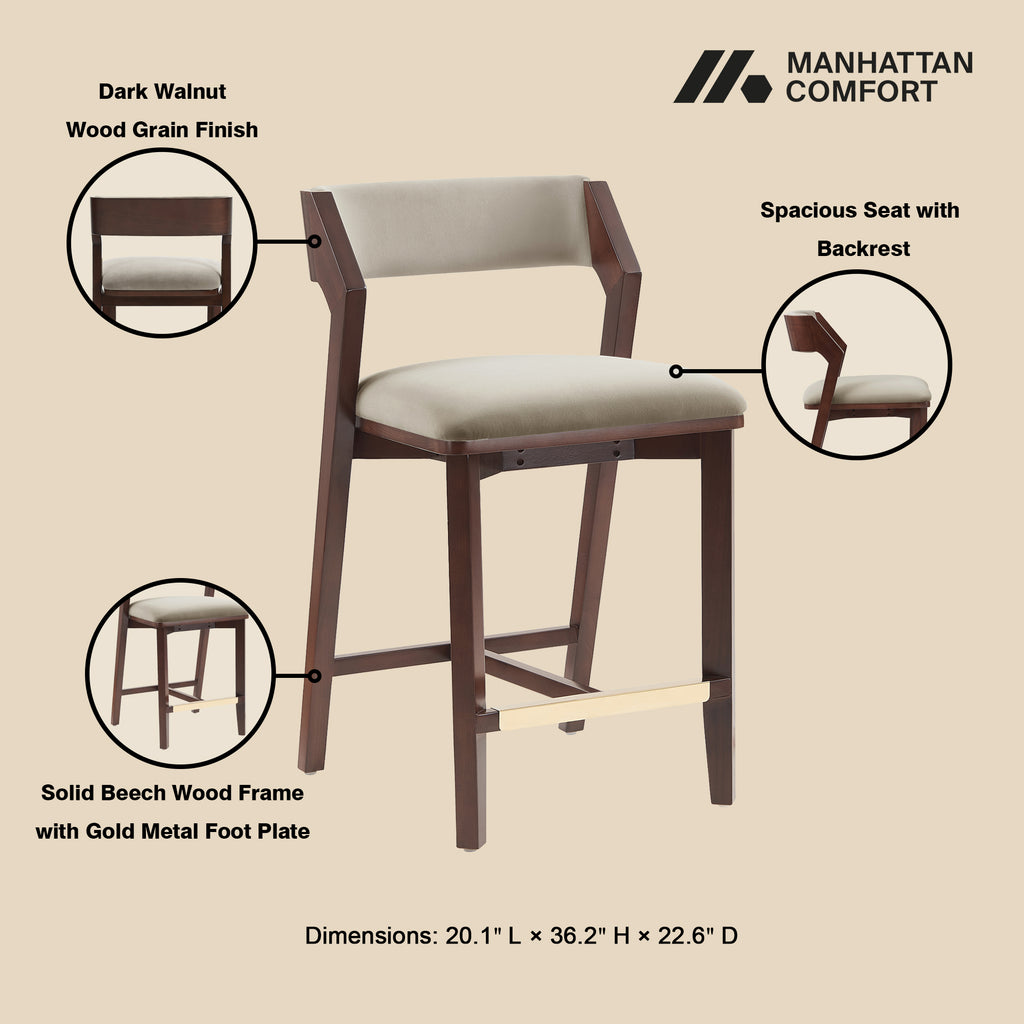 Patricia Wood Upholstered Counter Stool