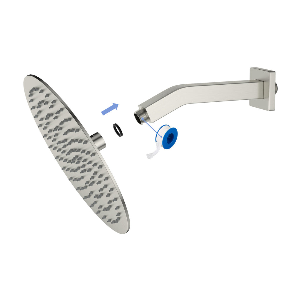 Brushed Nickel Shower Arm with Flange