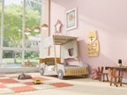 Wood Twin Size Car Bed with Pillow and Ceiling Cloth
