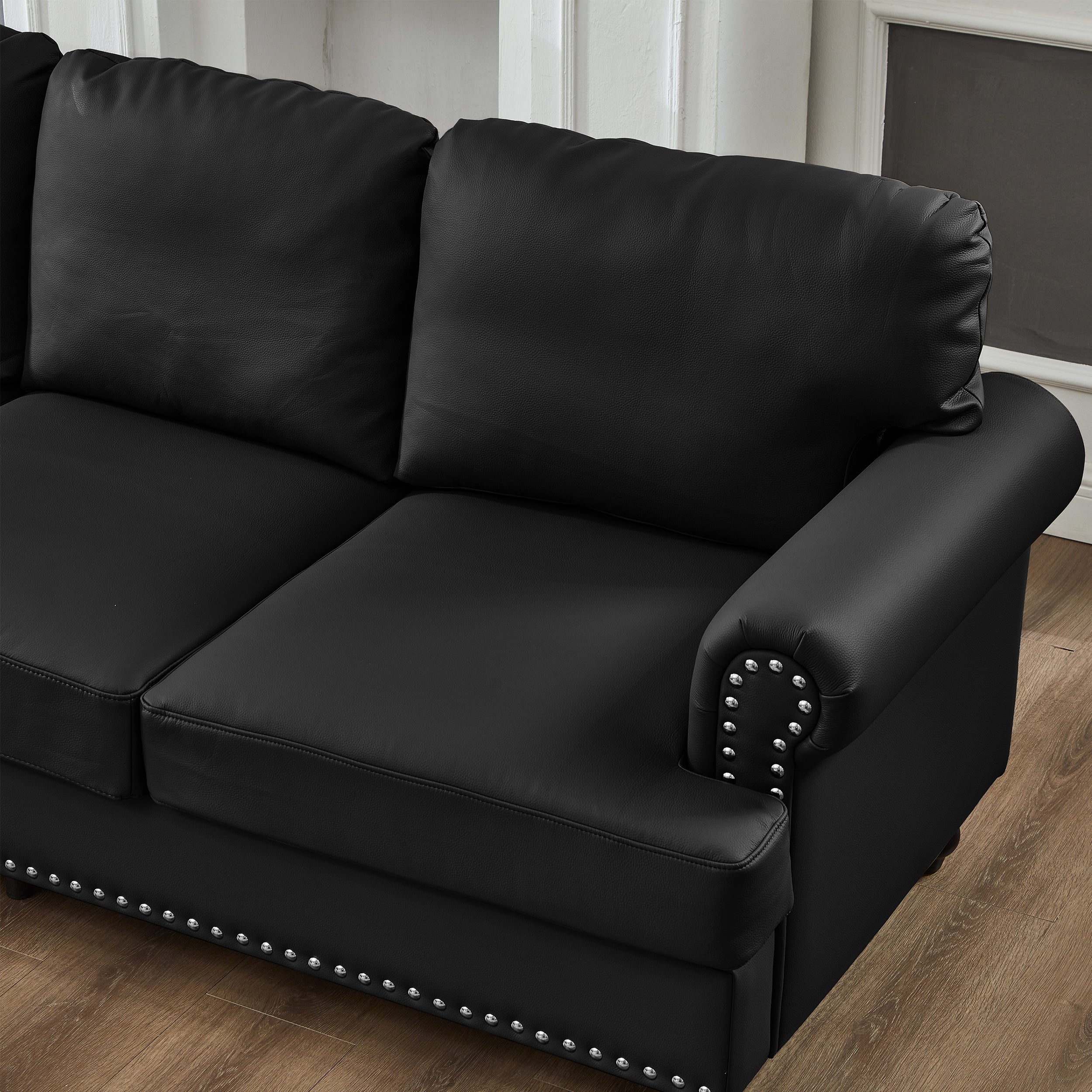 Modern Classic Design Leather Loveseat & Sofa Set