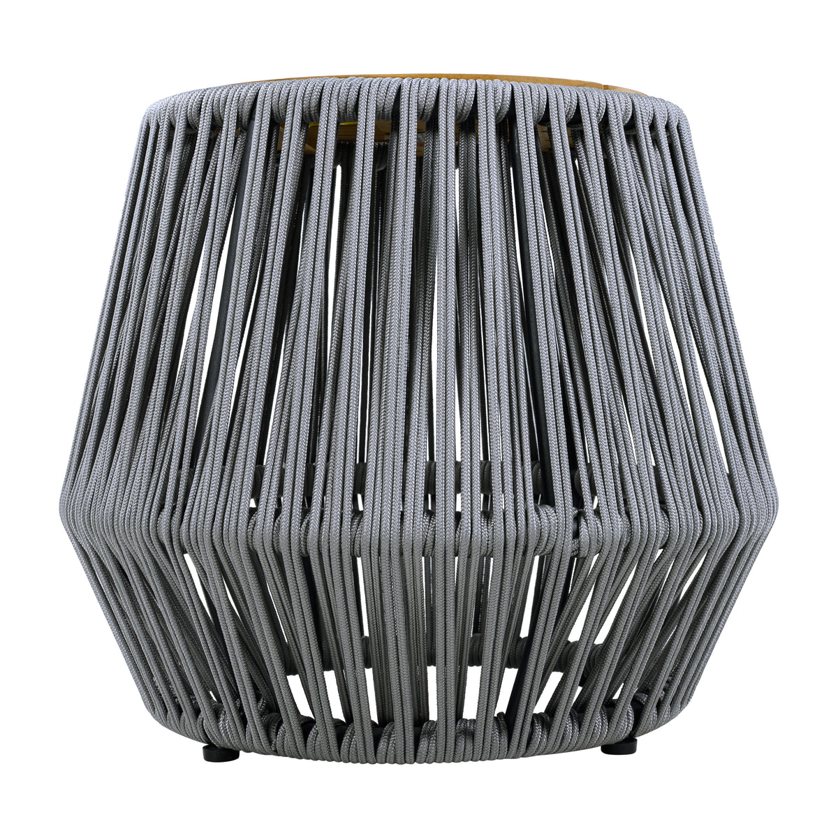 Acacia Wood Side Table with Grey Rope Design