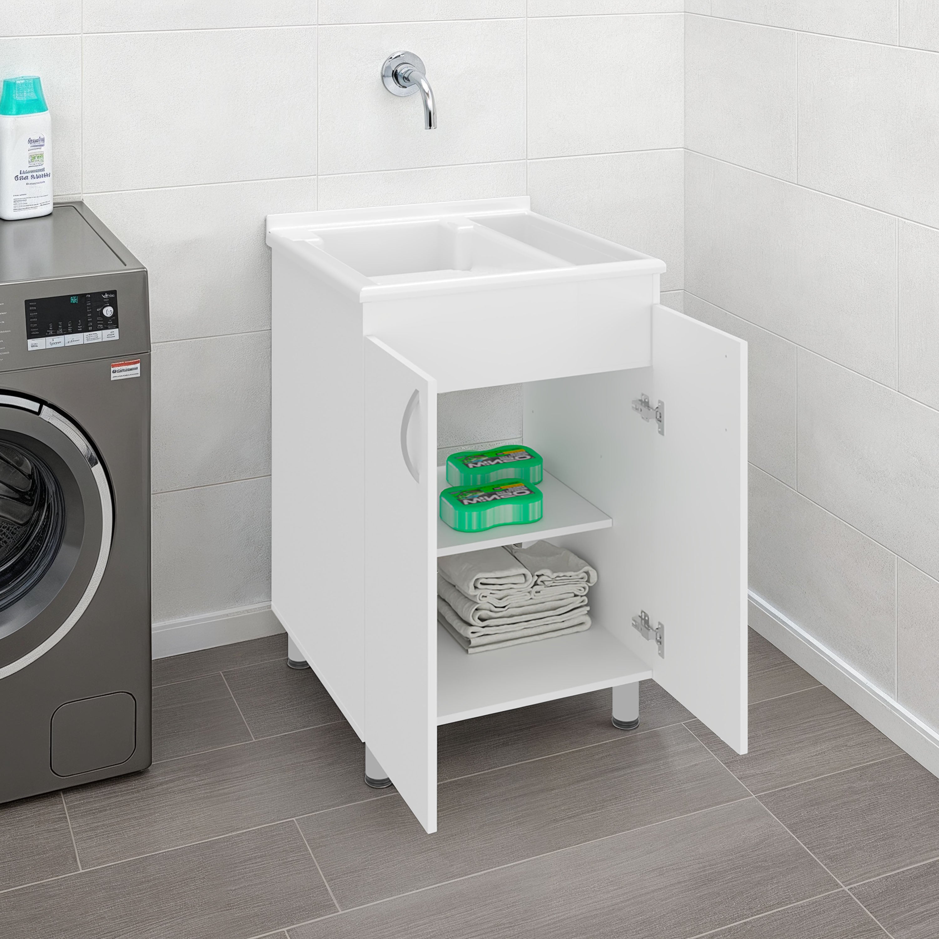 Demolotion Utility Sink Cabinet with Dual Compartments