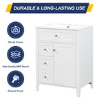 24" Modern Bathroom Vanity with Ceramic Sink and Storage Rack