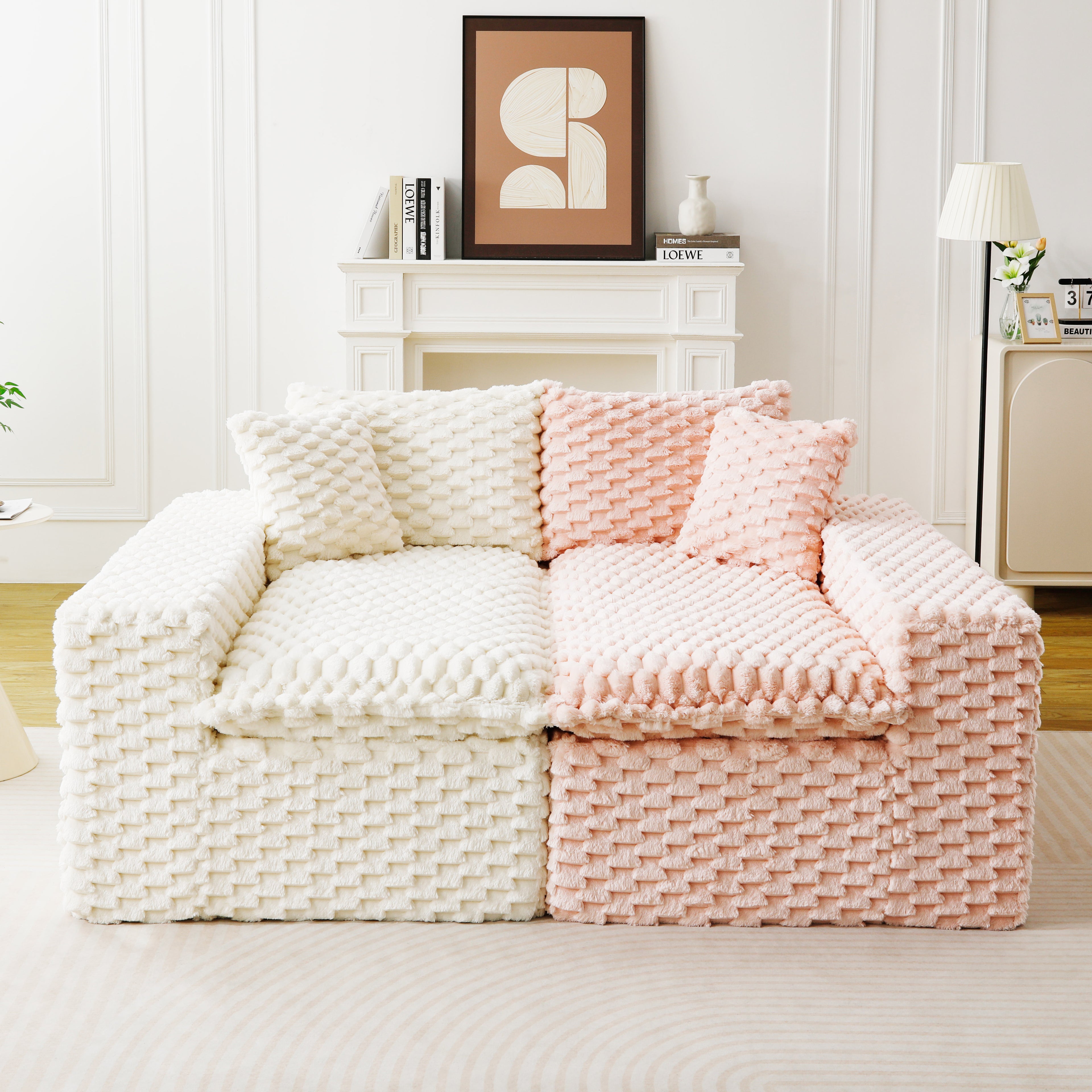 Luxury Color-Block Turtle Velvet Multifunctional Sofa