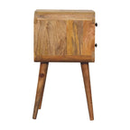 Solid Wood Mini Curved Nightstand, 2-Drawers, Oak-ish
