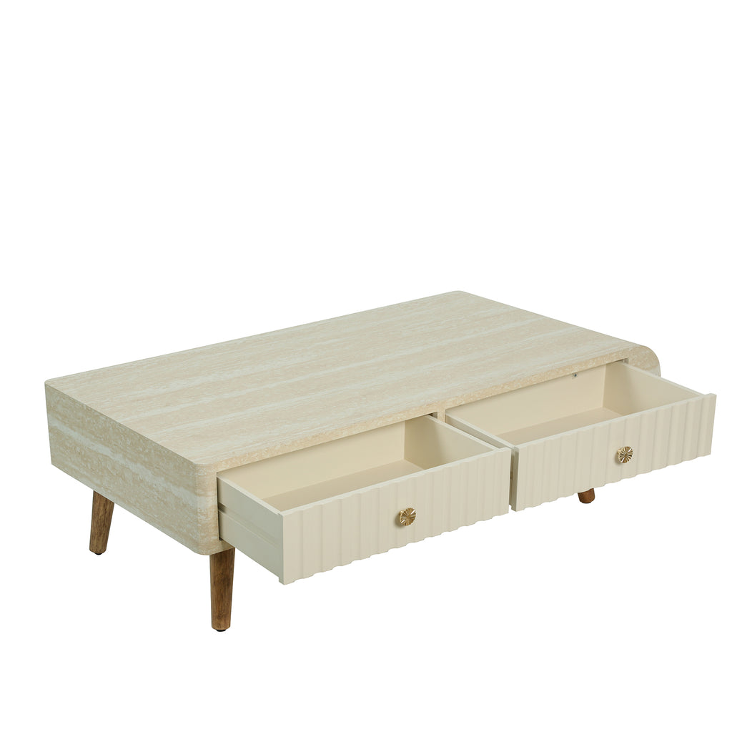 Coffee Table with Veneered Faux Marble Tabletop