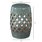 Outsunny 13" x 18" Ceramic Garden Stool with Woven Lattice Design