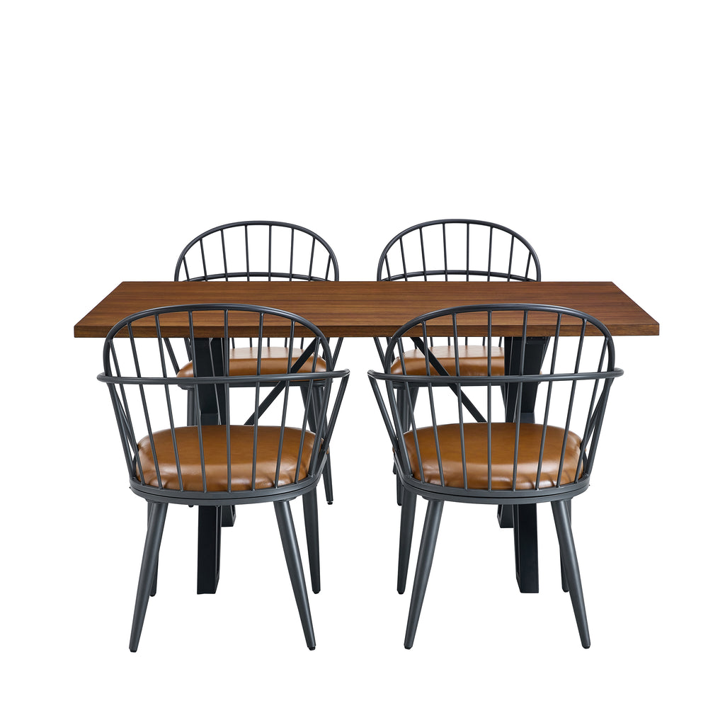 Indoor Upholstered Dining Set With Metal Legs (Set of 4)