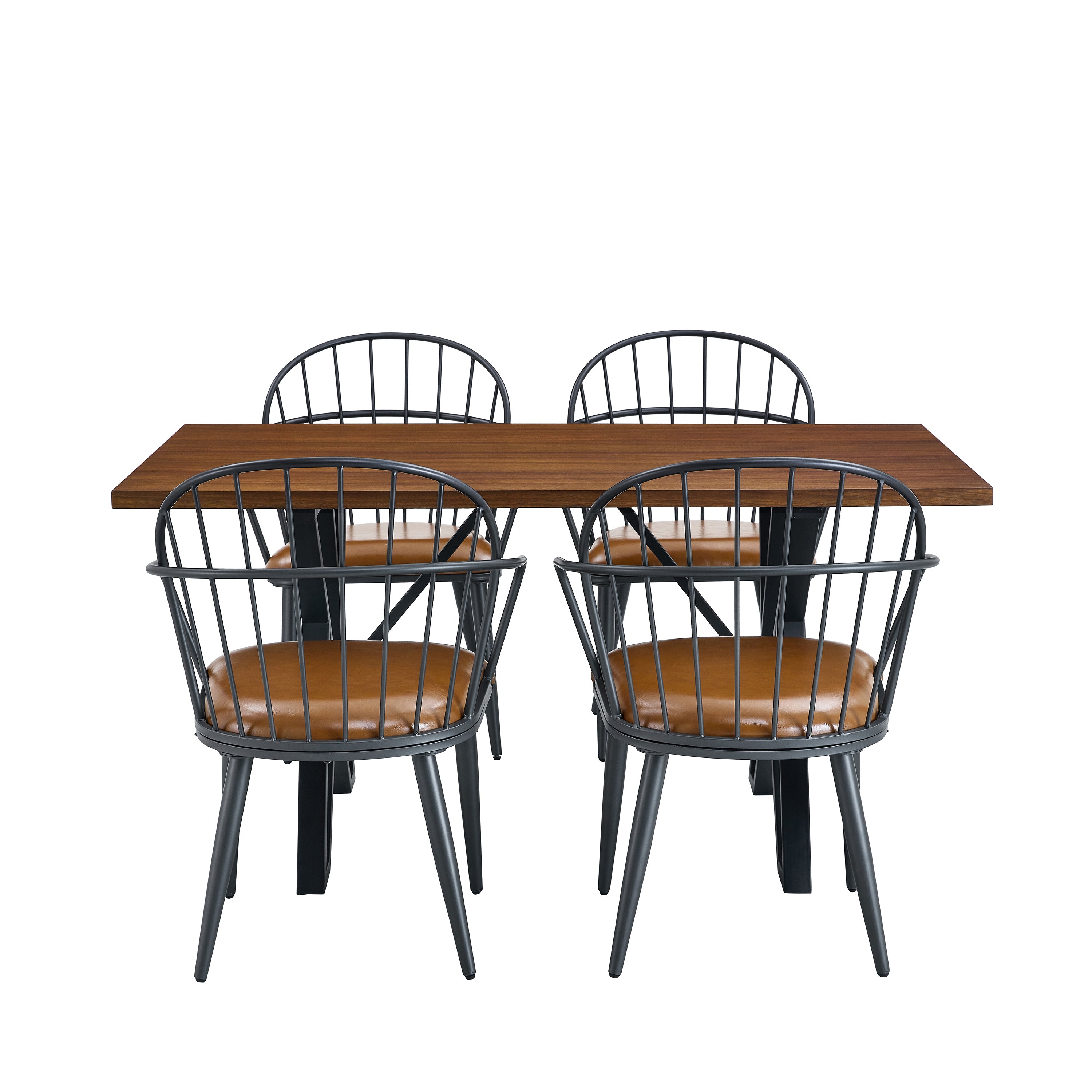 Indoor Upholstered Dining Set With Metal Legs (Set of 4)