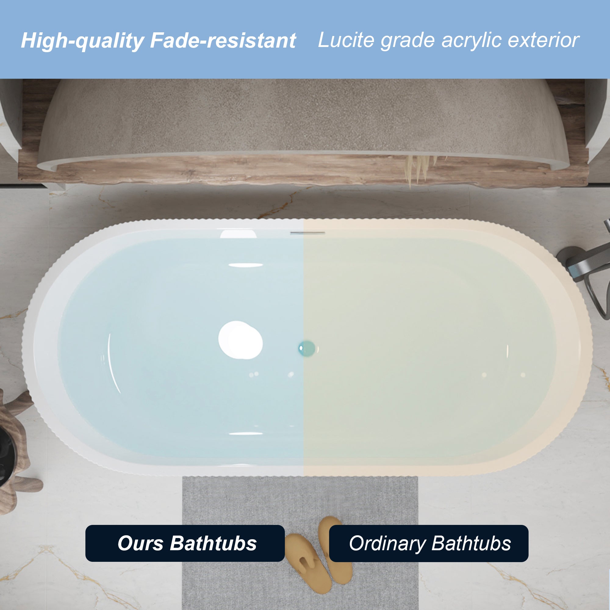 67" Linear Acrylic Freestanding Bathtub
