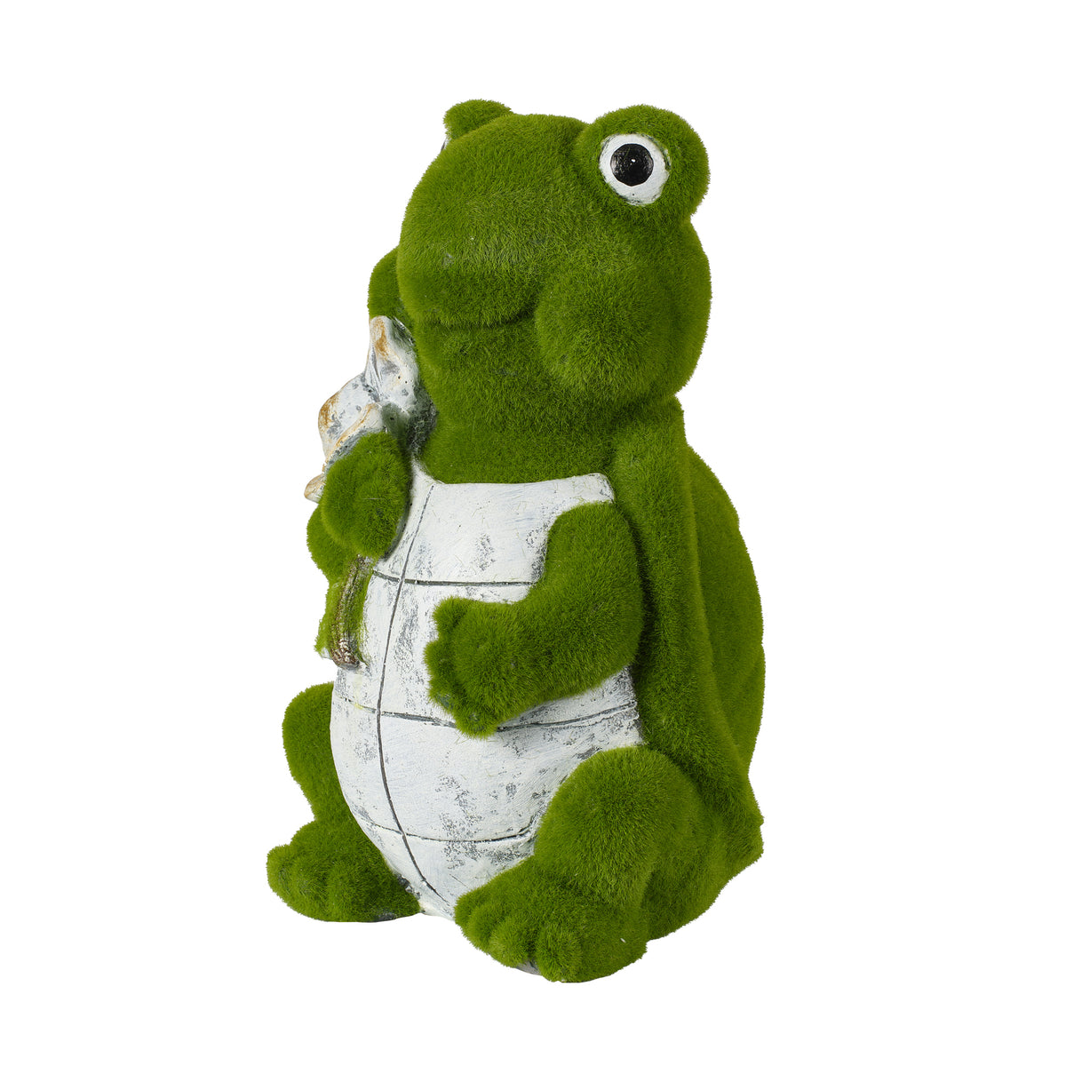 Flocked Turtle Garden Statue
