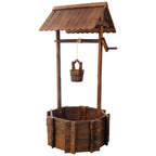 Rustic Wooden Wishing Well Planter Outdoor Home Décor