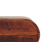 Solid Wood Large Chestnut Circular Bedside with 2 Drawers