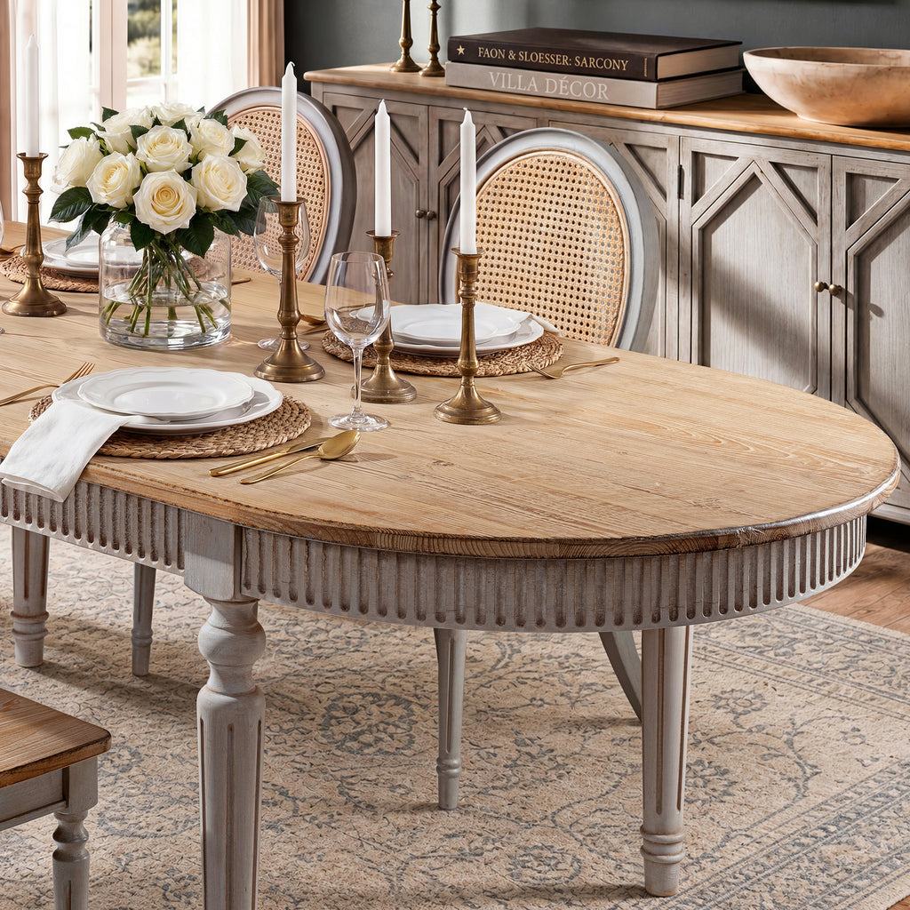 Colette 94" Reclaimed Wood Oval Dining Table, Antique