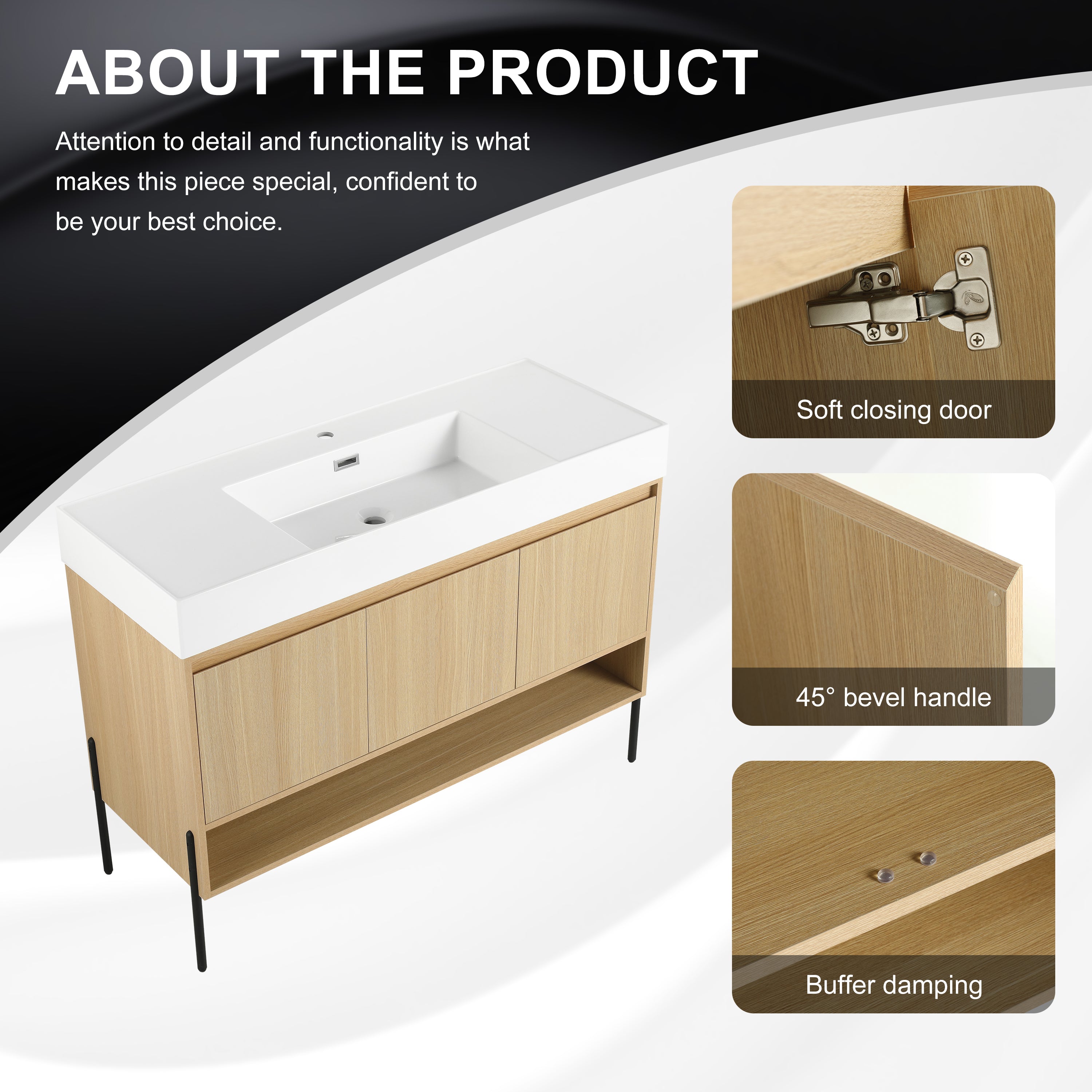 48" Bathroom Vanity Combo with Single Resin Sink